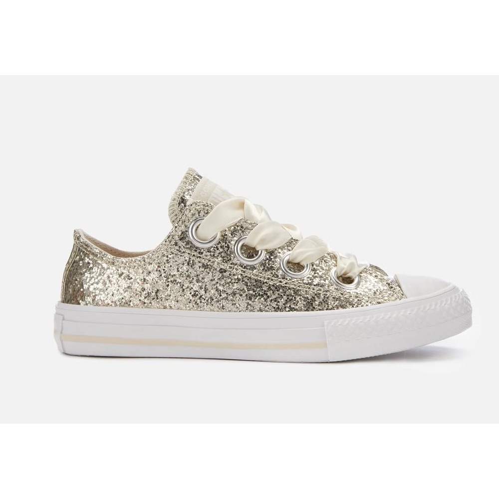 Converse Gold Glitter Chuck Taylor All Star Big Eyelets Ox Trainers